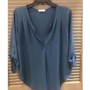 Lush Roll Sleeve Blouse (Moroccan blue)